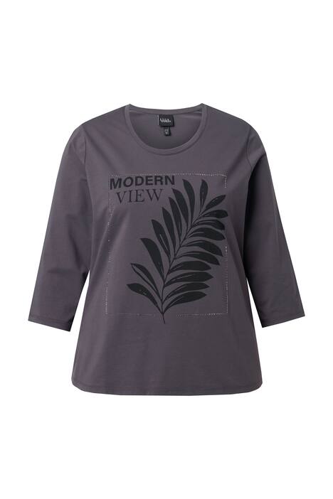 Tričko, motiv olivové větvičky, klasický střih, kulatý výstřih, 3/4 rukáv