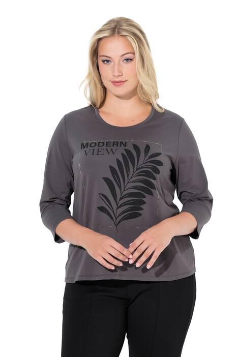 Tričko, motiv olivové větvičky, klasický střih, kulatý výstřih, 3/4 rukáv