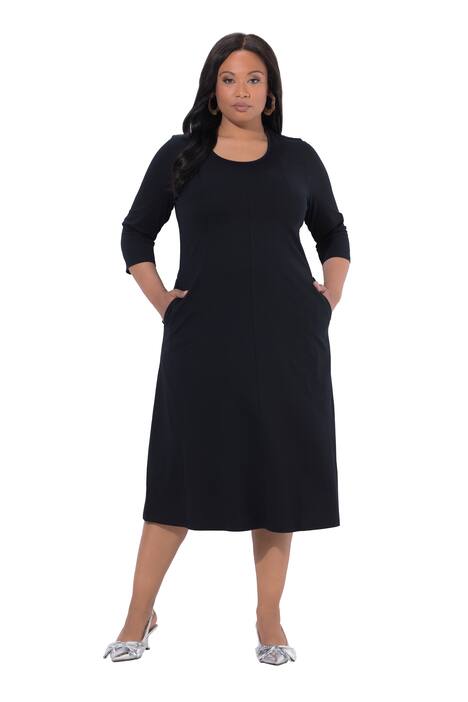 Maxi šaty, A střih, lodičkový výstřih, 3/4 rukávy