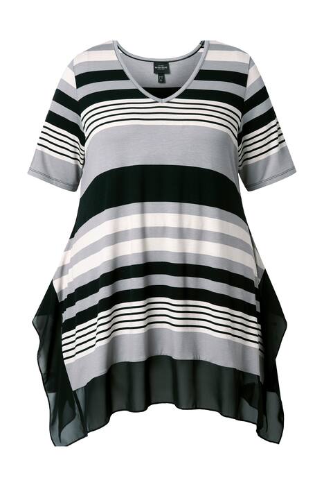 Tričko, proužky, šifonový lem, V výstřih, polodlouhý rukáv