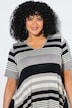 Tričko, proužky, šifonový lem, V výstřih, polodlouhý rukáv