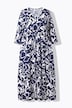 Maxikleid, Blüten, A-Linie, V-Ausschnitt, 3/4-Arm