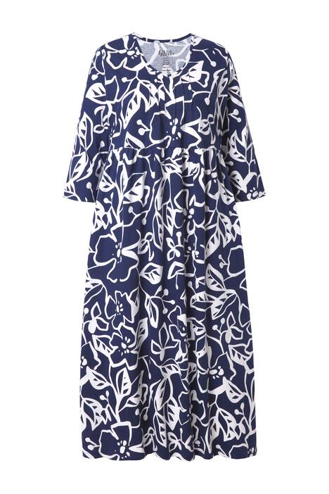 Maxi šaty, květy, A střih, výstřih do V, 3/4 rukávy