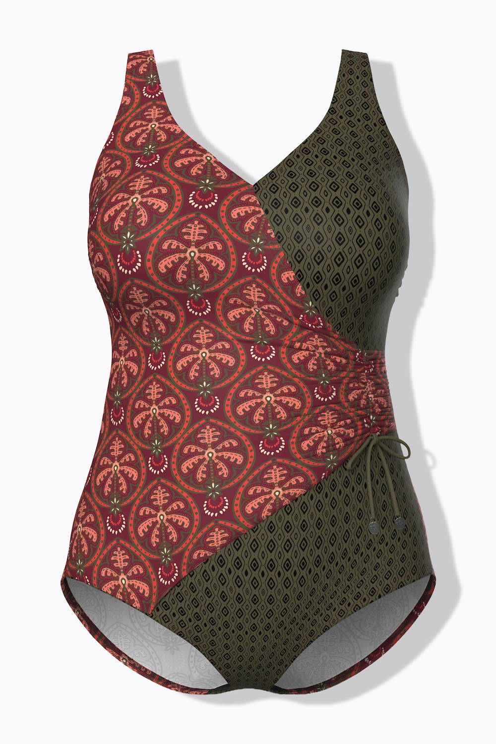 Badeanzug, Palmen, Softcups, Wickeloptik, recycelt