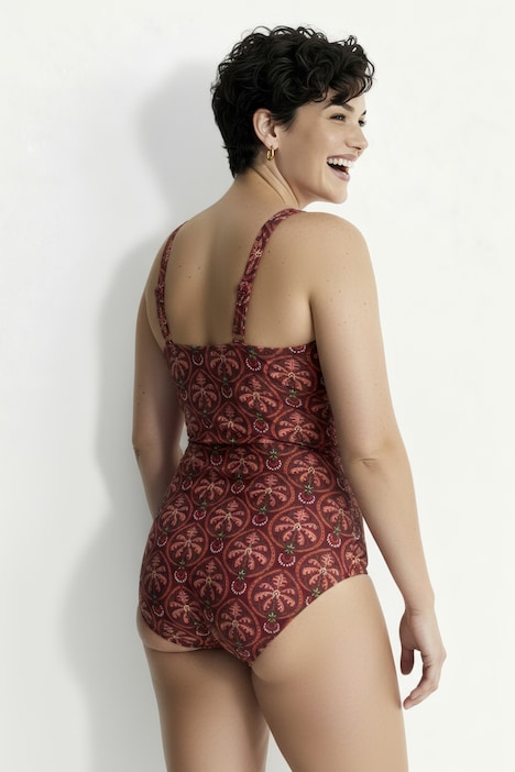 Badeanzug, Palmen, Softcups, Wickeloptik, recycelt