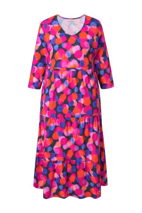 Maxi šaty, puntíky, A střih, výstřih do V, 3/4 rukávy