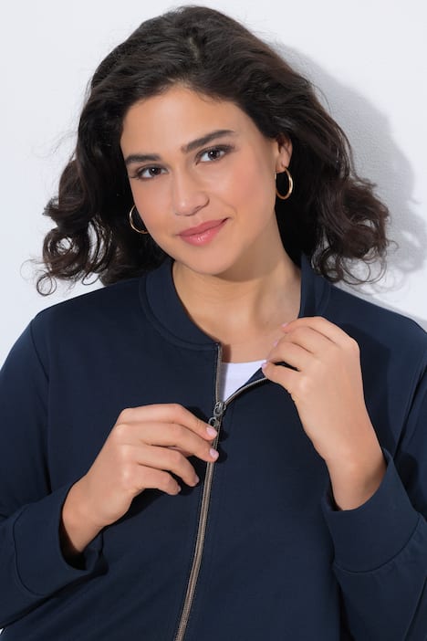 Sweatblouson, Collegekragen, kurz, Langarm