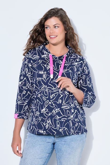 Hoodie, 3/4-mouwen, capuchon