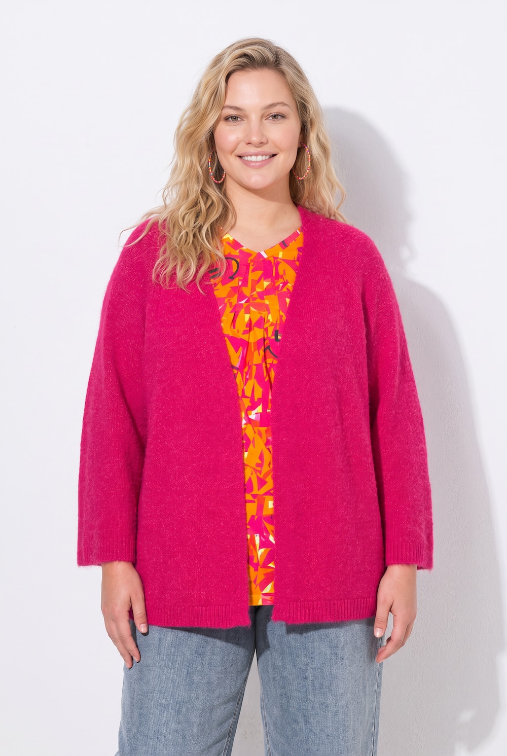 Strickjacke, kuschelweich, ohne Verschluss, 3/4-Arm