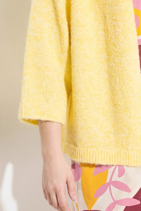 Strikkejakke, myk og behagelig, uten lukking, 3/4-ermer