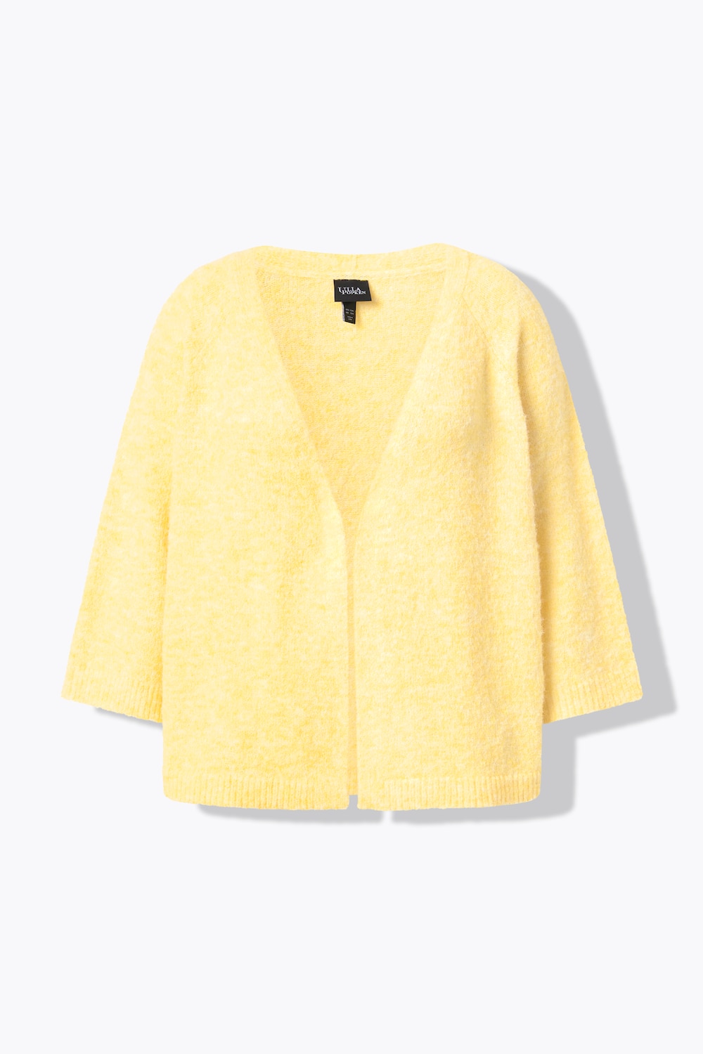 Strikkejakke, myk og behagelig, uten lukking, 3/4-ermer