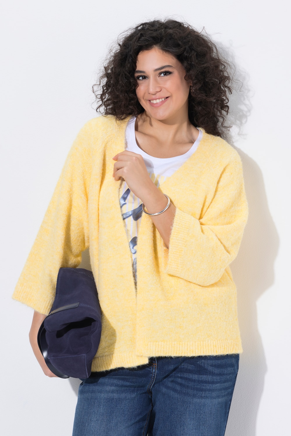 Strickjacke, kuschelweich, ohne Verschluss, 3/4-Arm