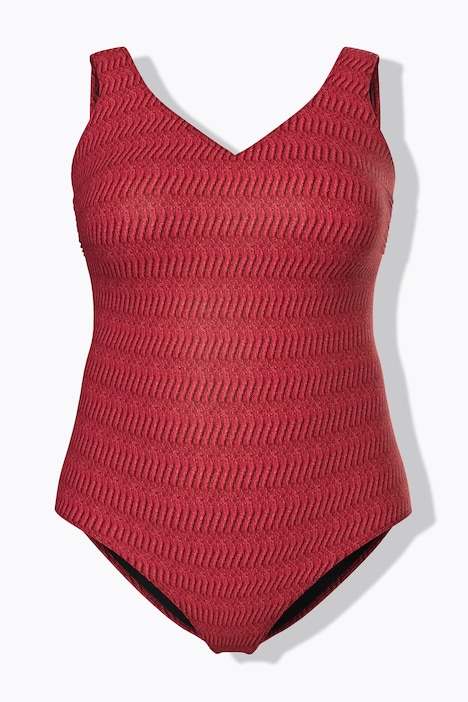 Badpak, structuur, zonder zachte cups, V-hals