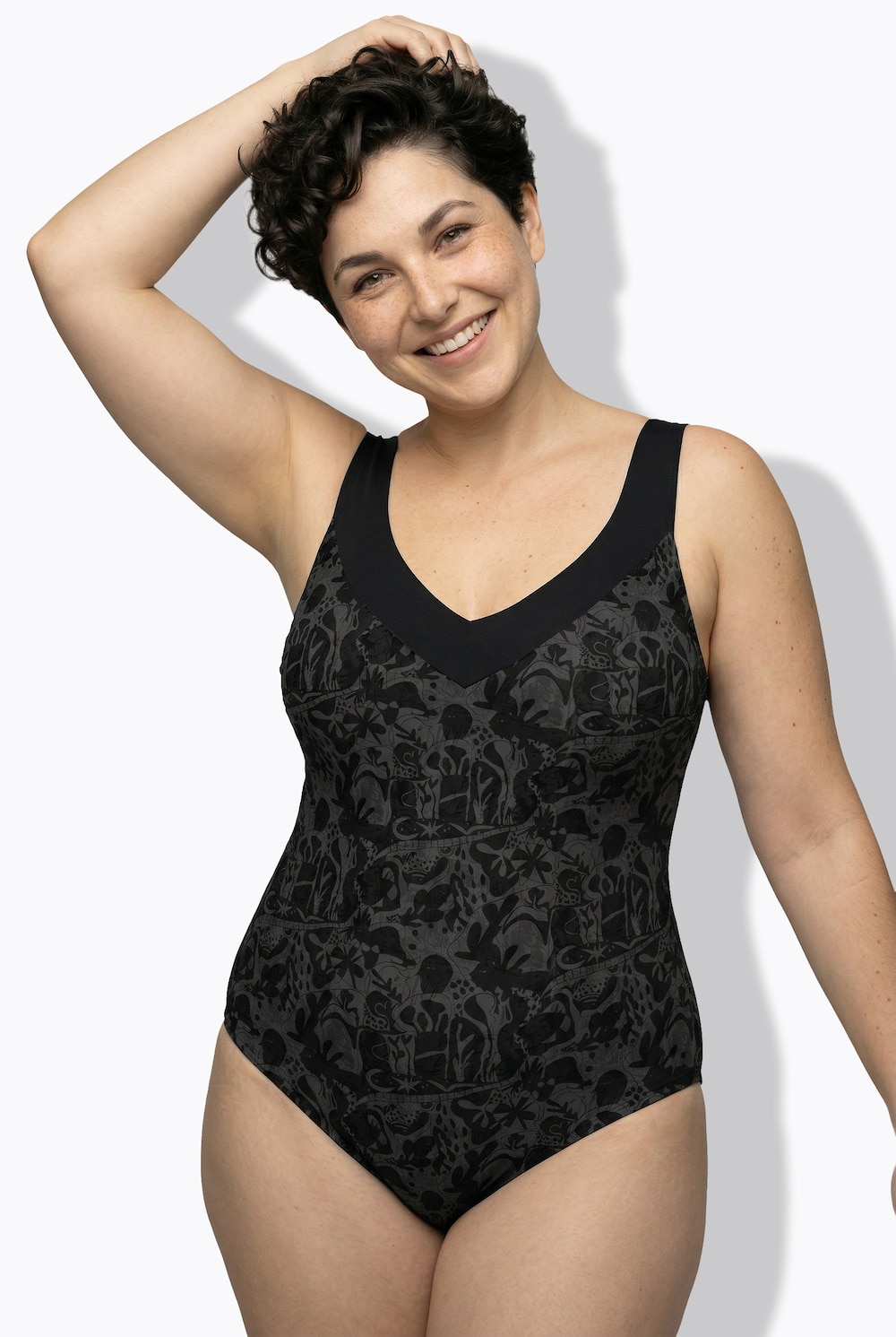 Badeanzug, gekreuzte Rückenträger, Softcups, recycelt