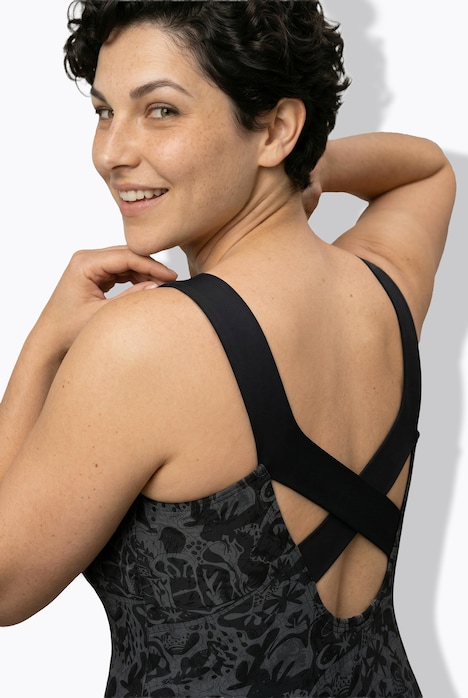 Badeanzug, gekreuzte Rückenträger, Softcups, recycelt