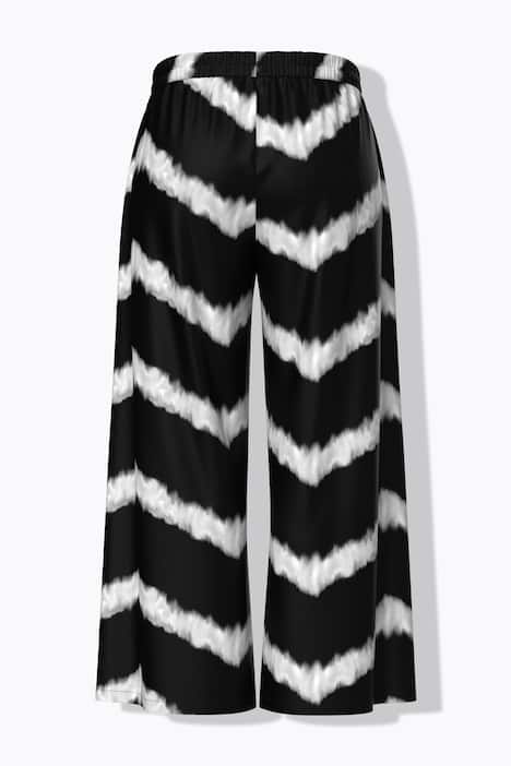 Pantalón palazzo, patrón dentado, pernera ancha, cintura elástica