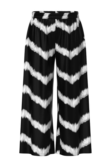 Kalhoty palazzo, cikcak vzor, široké nohavice, elastický pas