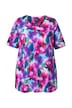 Splývavé tričko, akvarelové květiny, A střih, kulatý výstřih, polo rukávy