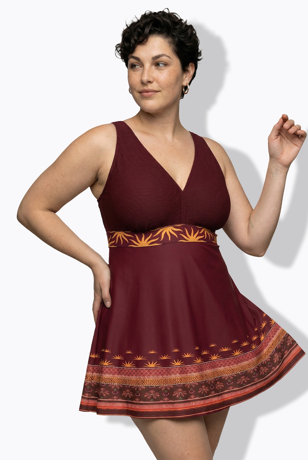 Badjurk, boho-rand, zachte cups, powermesh-voering