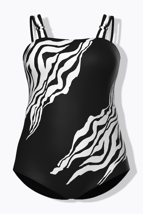 Kostium kąpielowy, tygrysie akcenty, miękkie miseczki, ramiączko trzyczęściowe