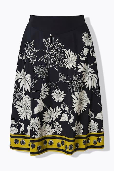 Monochromatic Flower Print Skirt