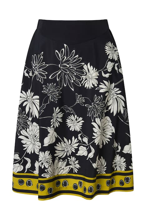 Midi sukně, květinový vzor, áčkový střih, pohodlný pas, lyocell