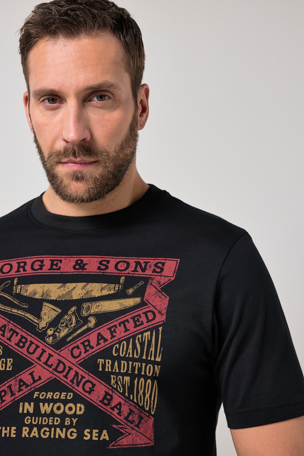 Stora storlekar T-shirt, Her, svart, storlek: 6XL, Bomull, JP1880