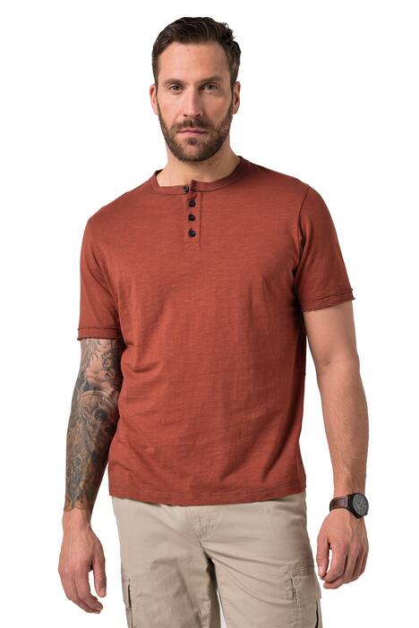 Henley, krátké rukávy, vintage vzhled, až 8XL