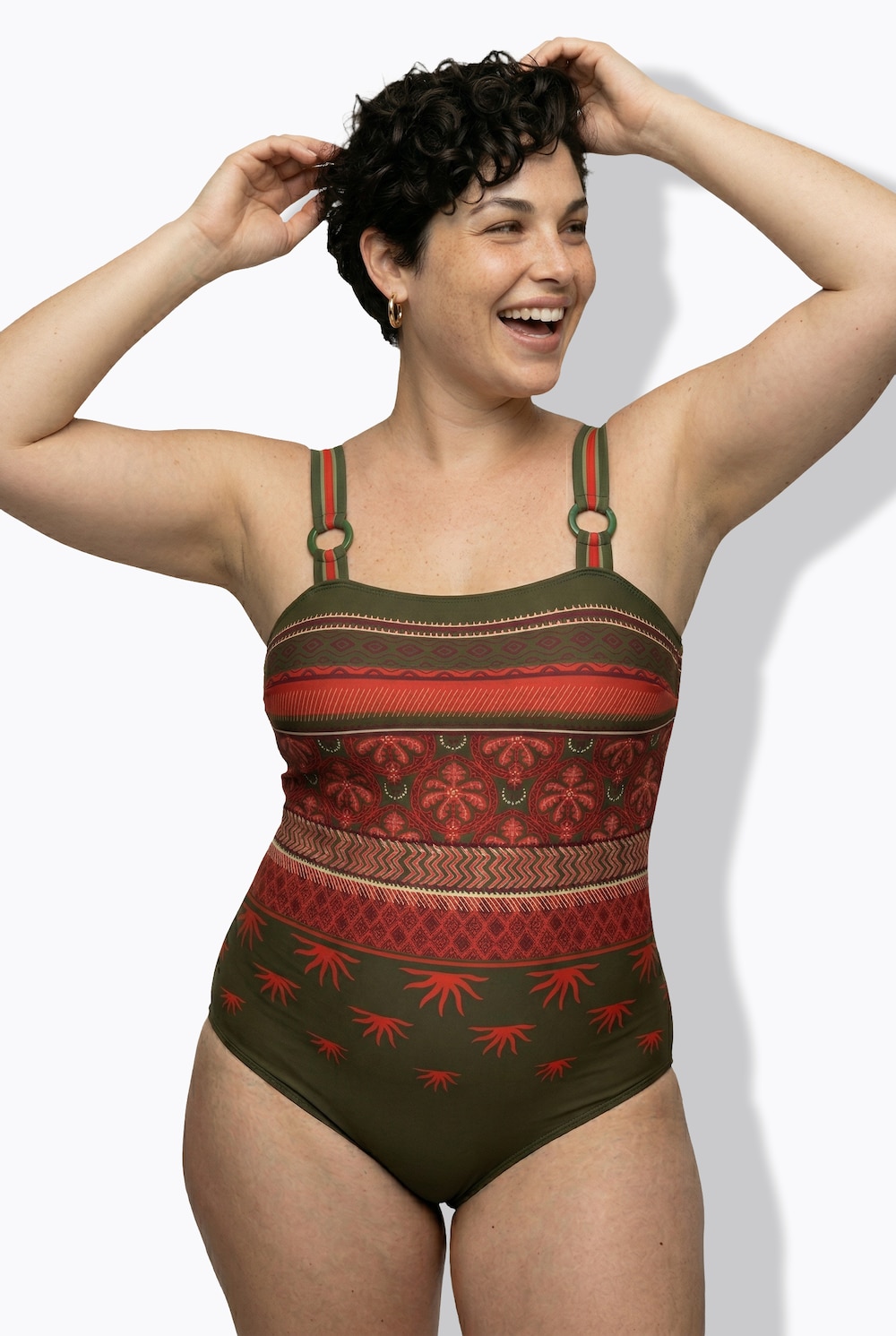 Badpak, boho-motief, zachte cups, gerecycled