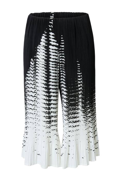 Plisované kalhoty, potisk, široké nohavice, elastický pas