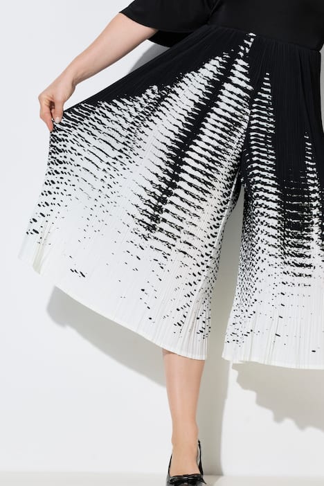 Plissee-Culotte, bedruckt, weites Bein, Elastikbund