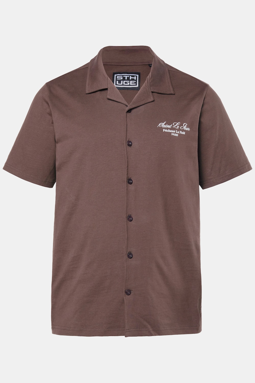 STHUGE, jersey overhemd, korte mouwen, Cubaanse fit, Cubaanse kraag, tot 8XL