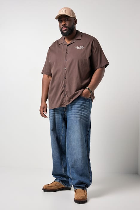 STHUGE Jerseyhemd, Halbarm, Cuba Kragen, kastiger Fit, bis 8 XL