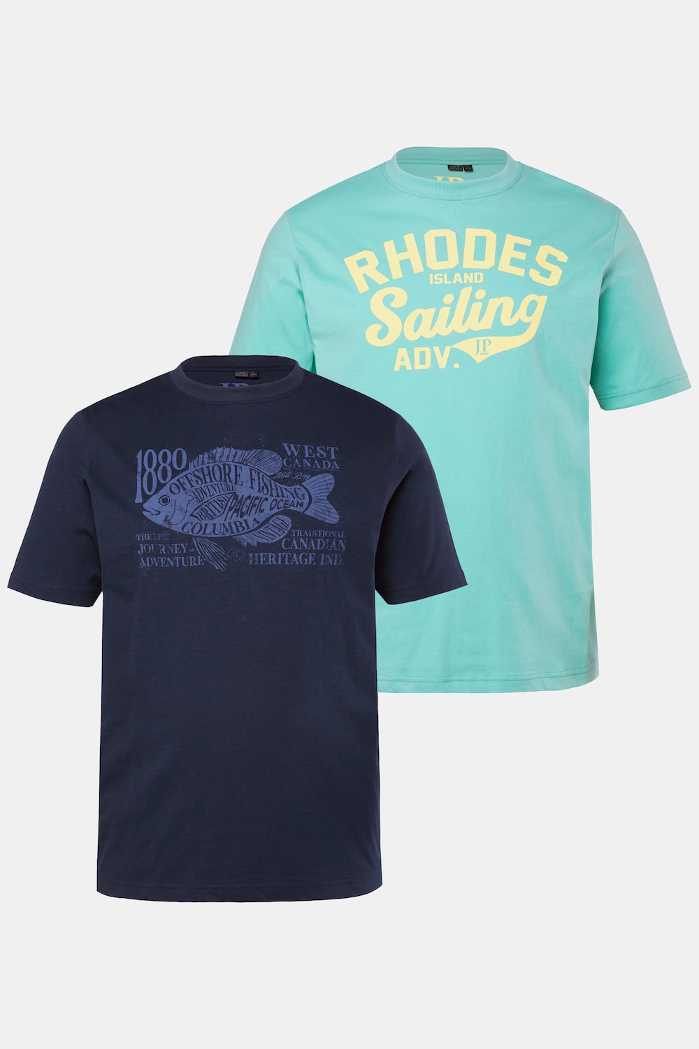 JP1880 T-Shirts, 2er-Pack, Halbarm, Print, bis 8 XL