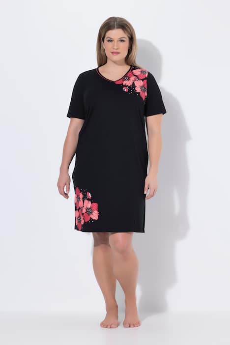 Bigshirts, 2er-Pack, Blüten, Rundhals/V-Ausschnitt, Halbarm