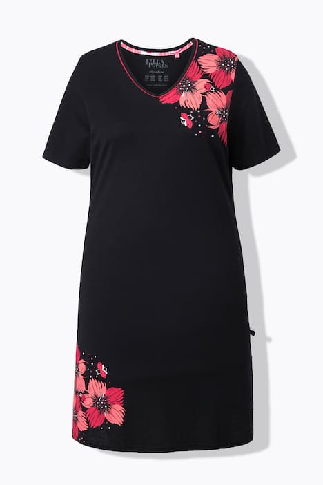 Bigshirts, 2er-Pack, Blüten, Rundhals/V-Ausschnitt, Halbarm