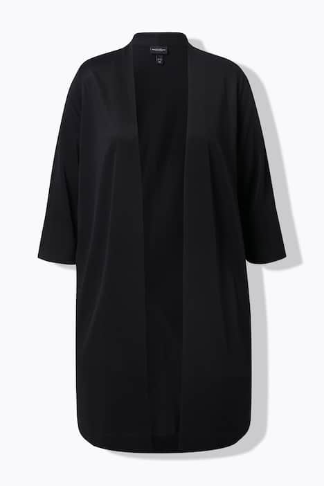 Długa gładka kurtka, kołnierz szalowy, rękaw 3/4, bez zapięcia