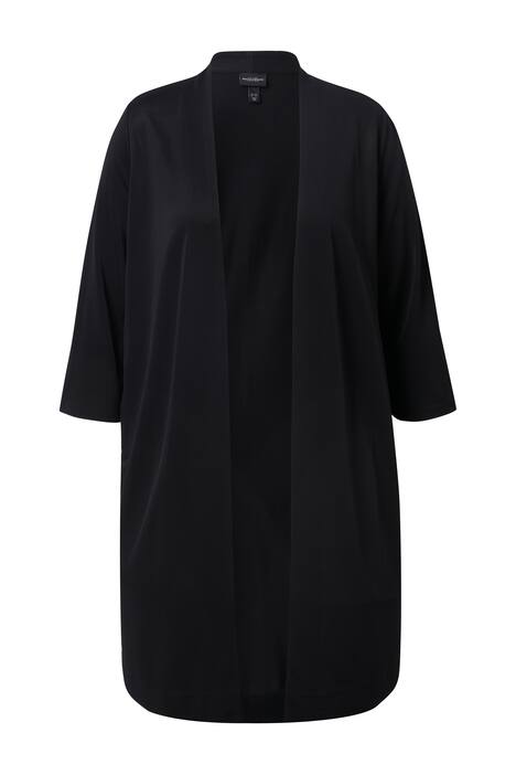 Dlouhý splývavý plášť, šálový límec, 3/4 rukáv, bez zipu