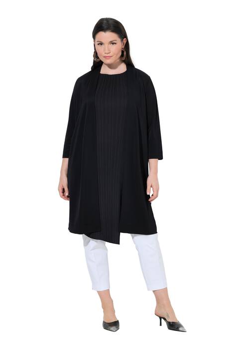 Dlouhý splývavý plášť, šálový límec, 3/4 rukáv, bez zipu