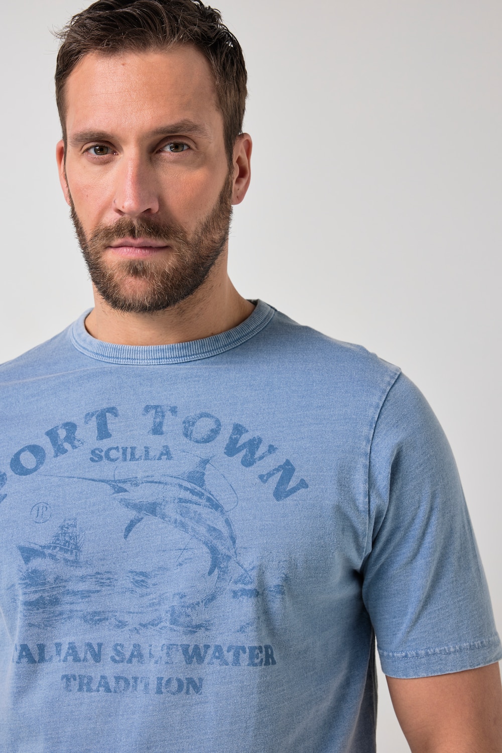 Stora storlekar T-shirt, Her, blå, storlek: 5XL, Bomull, JP1880