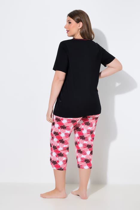 Pyjama, kukkakuosi, pyöreä kaulus, lyhythihainen