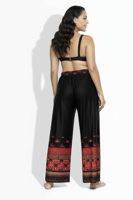 Palazzohose, Bordüre, weites Bein, Elastikbund