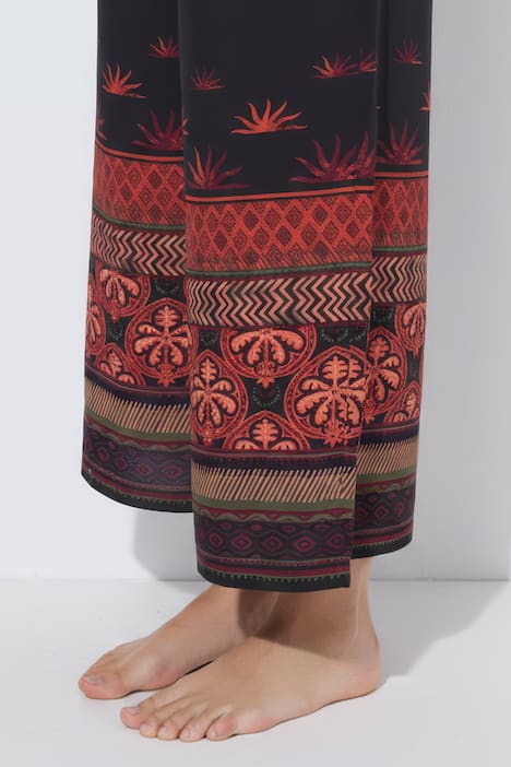 Palazzohose, Bordüre, weites Bein, Elastikbund