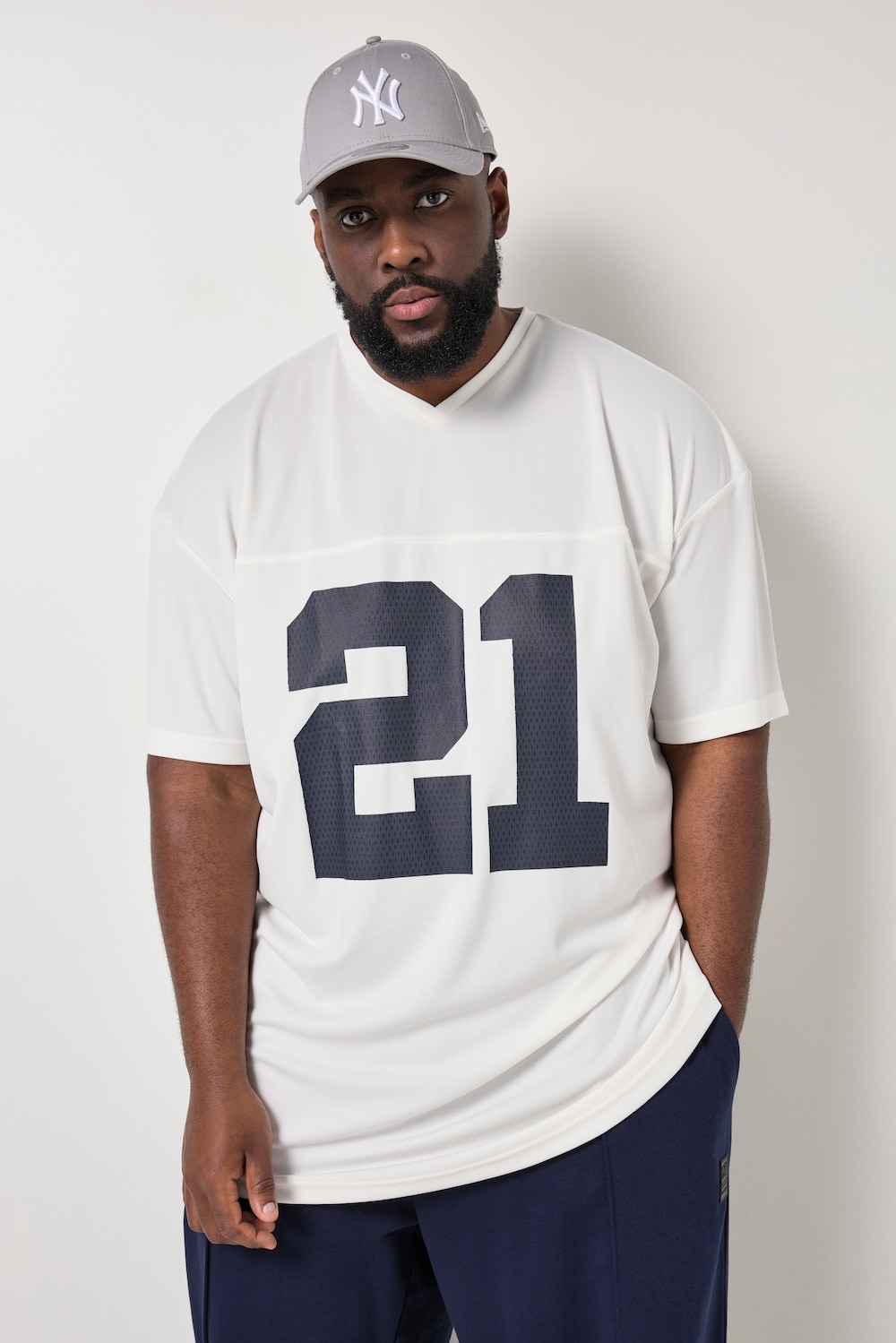 STHUGE T-Shirt, Halbarm, Front-Print, V-Ausschnitt, bis 8 XL