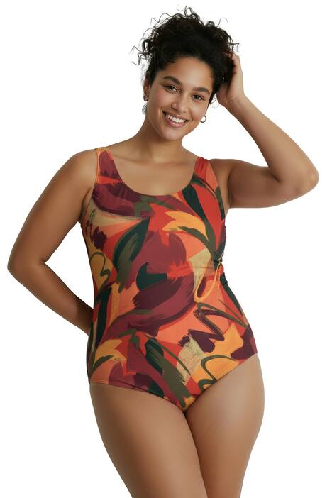 Plavky, listy, bez měkkých košíčků, kulatý výstřih