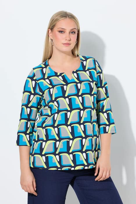 Shirt, A-Linie, Tunika-Ausschnitt, 3/4-Arm