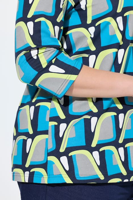 Shirt, A-Linie, Tunika-Ausschnitt, 3/4-Arm