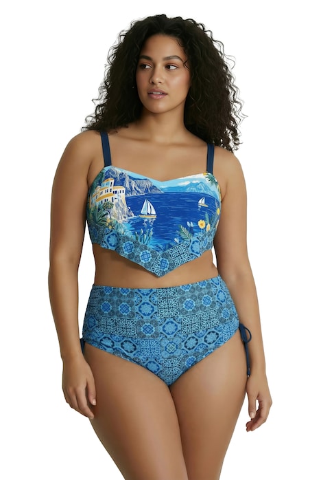 Bikiny, vzor dovolené, měkké košíčky, nastavitelná ramínka podprsenky, recyklovaný materiál