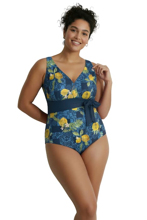 Plavky, citrony, měkké košíčky, výstřih ve tvaru srdce, mašle