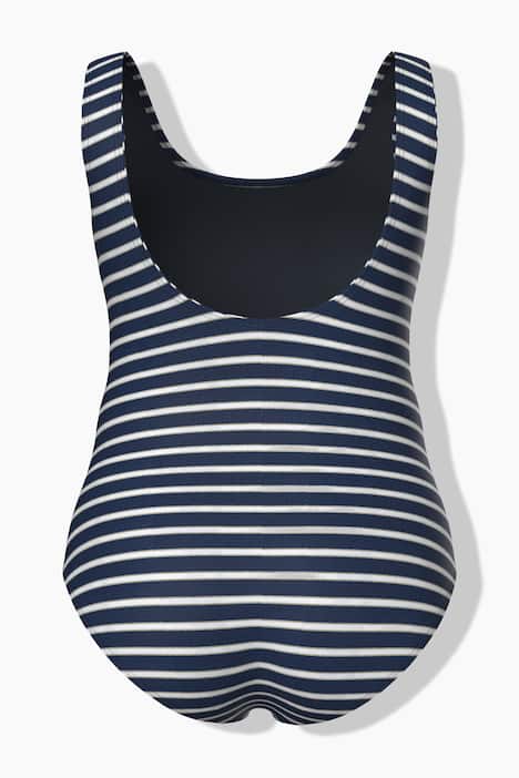 Badpak, strepen, zonder zachte cups, ronde hals